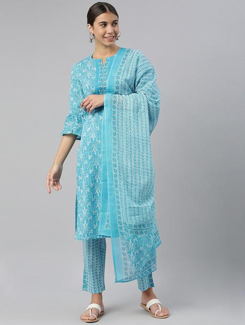printed kurta pant set with dupatta - 19816910 - Very Small Image - 1
