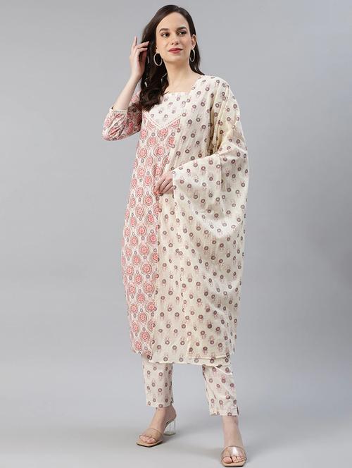 printed kurta pant set with dupatta - 19816932 - Very Small Image - 1
