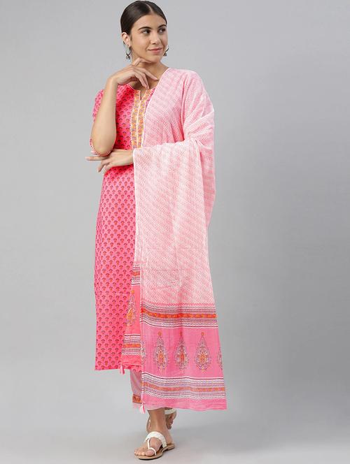printed kurta pant set with dupatta - 19816939 - Very Small Image - 1