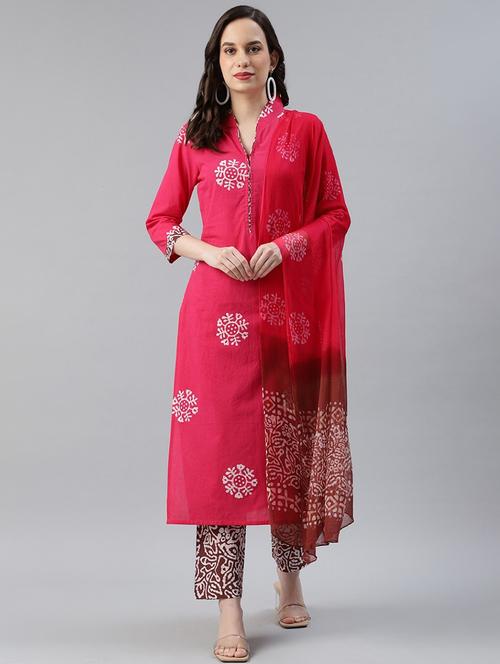 printed kurta pant set with dupatta - 19816944 - Very Small Image - 1