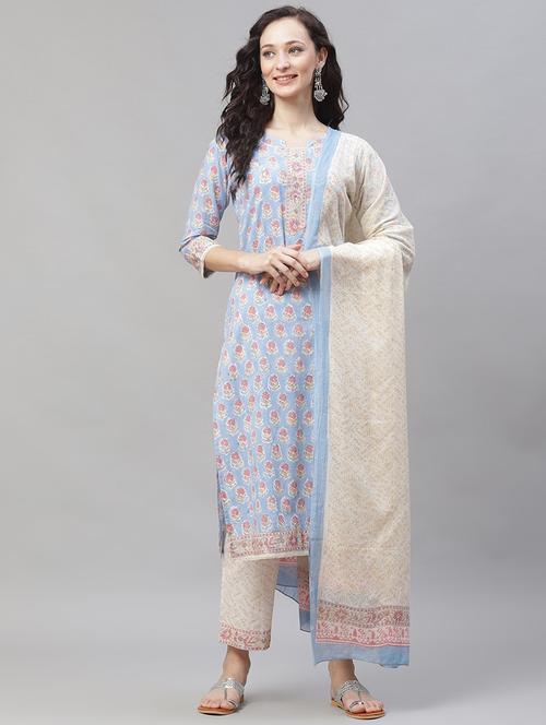 printed kurta pant set with dupatta - 19816954 - Very Small Image - 1