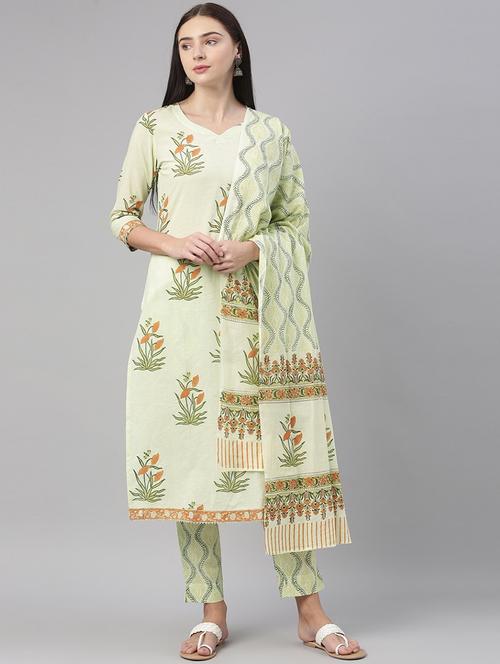 printed kurta pant set with dupatta - 19816957 - Very Small Image - 1