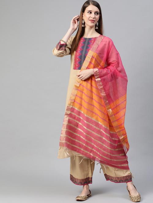 solid kurta pant set with dupatta - 19816980 - Very Small Image - 1