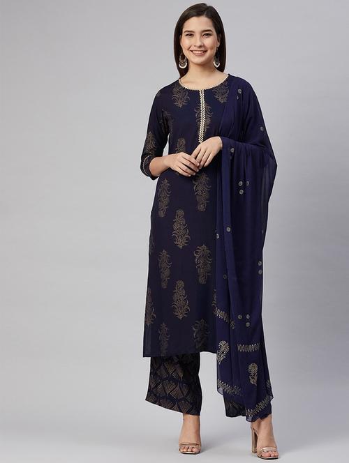 printed kurta pant set with dupatta - 19816987 - Very Small Image - 1