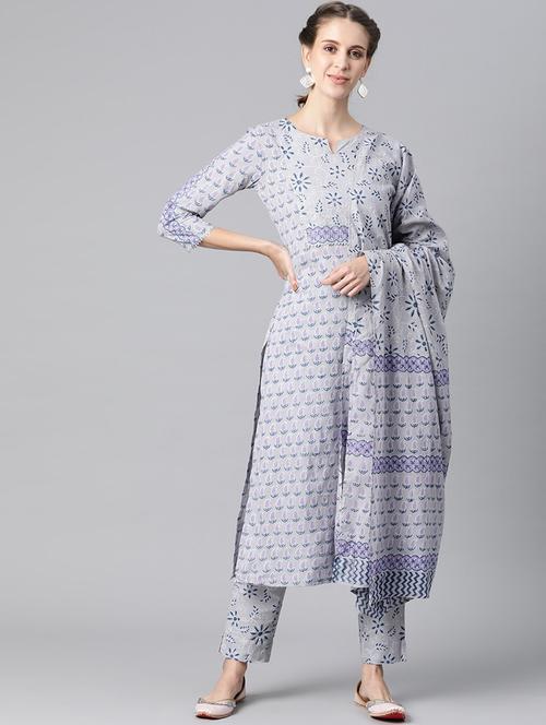 printed kurta pant set with dupatta - 19816998 - Very Small Image - 1