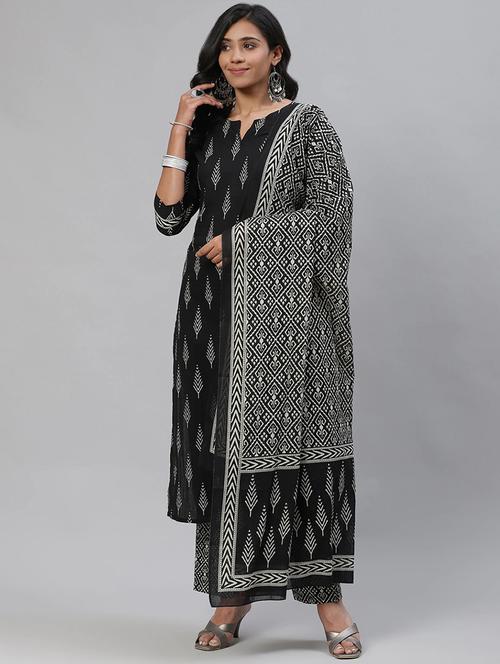 printed kurta pant set with dupatta - 19817019 - Very Small Image - 1