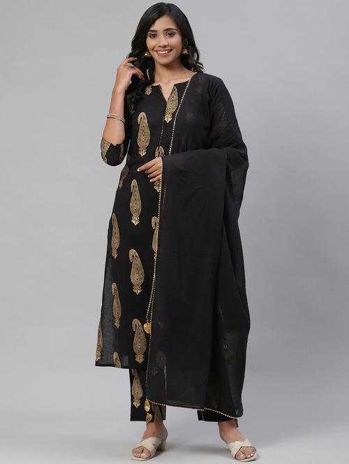 foil printed kurta pant set with dupatta - 19817028 - Very Small Image - 1