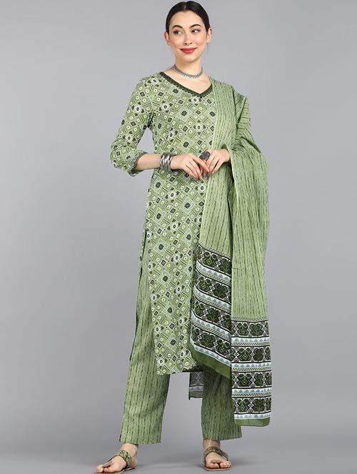 printed kurta pant set with dupatta - 19817065 - Very Small Image - 1