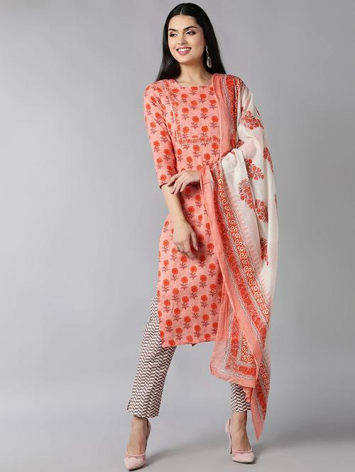 printed kurta pant set with dupatta - 19817086 - Very Small Image - 1