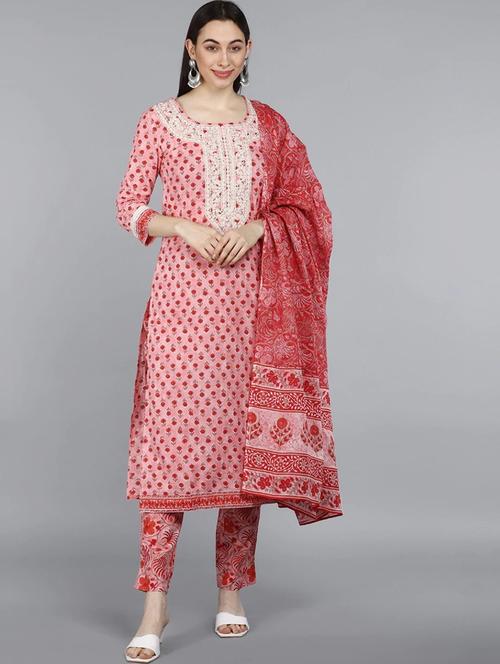 printed kurta pant set with dupatta - 19817109 - Very Small Image - 1