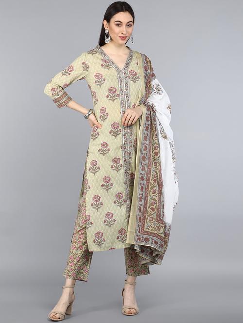 printed kurta pant set with dupatta - 19817111 - Very Small Image - 1