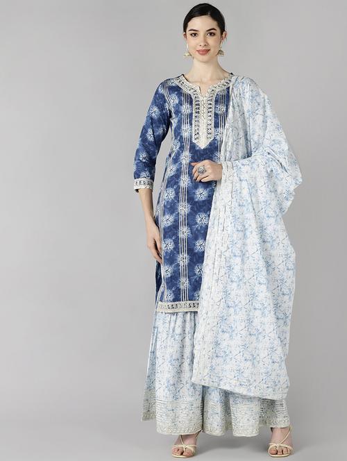 printed kurta pant set with dupatta - 19817116 - Very Small Image - 1