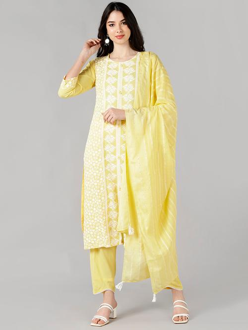 embroidered kurta palazzo set with dupatta - 19817124 - Very Small Image - 1