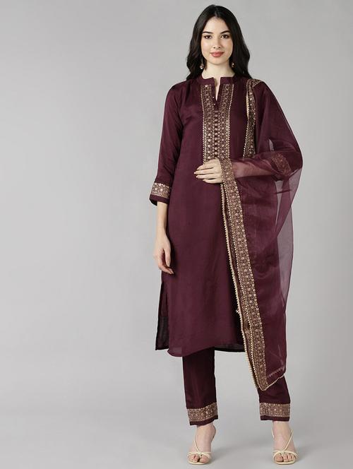 self design kurta pant set with dupatta - 19817128 - Very Small Image - 1