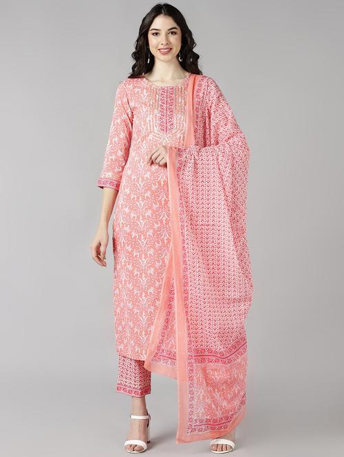 printed kurta pant set with dupatta - 19817131 - Very Small Image - 1