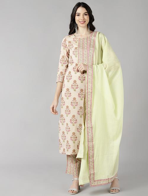 printed kurta pant set with dupatta - 19817133 - Very Small Image - 1