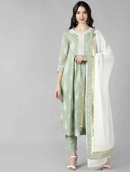 printed kurta pant set with dupatta - 19817141 - Very Small Image - 1