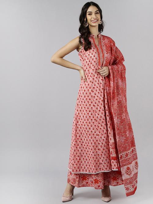printed kurta pant set with dupatta - 19817151 - Very Small Image - 1