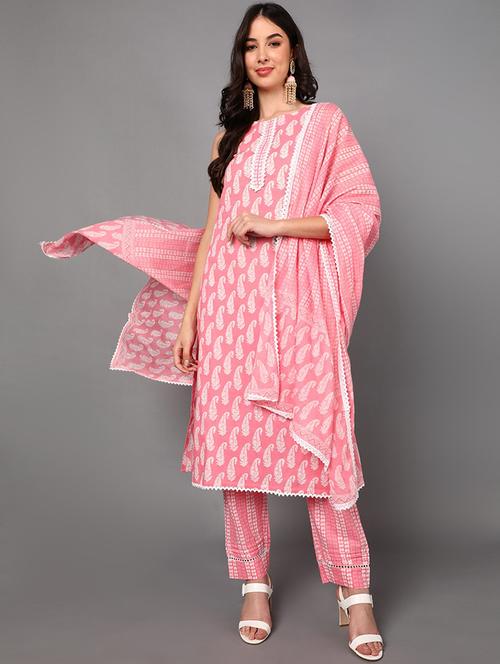 printed kurta palazzo set with dupatta - 19817174 - Very Small Image - 1