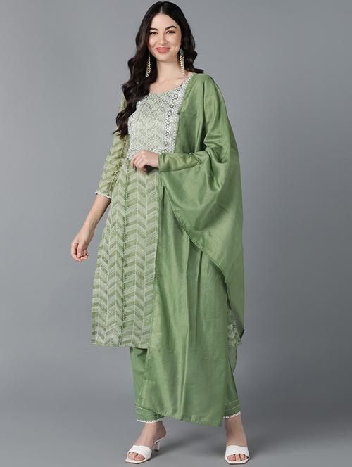 printed kurta pant set with dupatta - 19817219 - Very Small Image - 1
