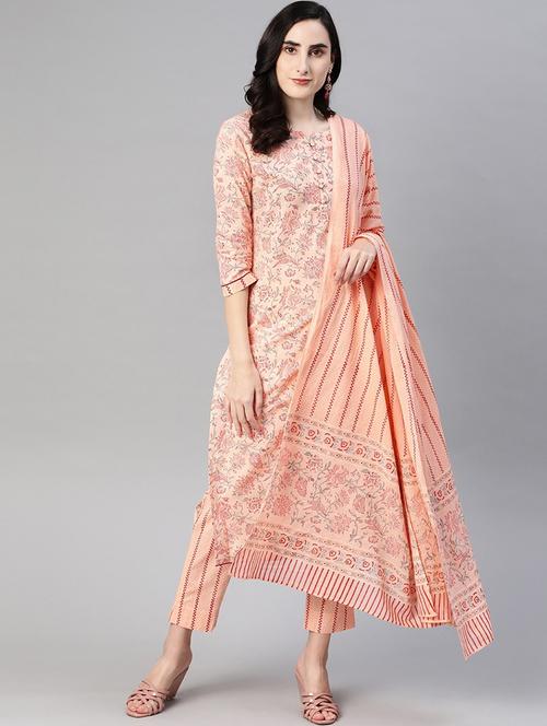 printed kurta pant set with dupatta - 19817313 - Very Small Image - 1