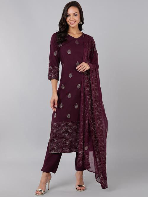 self design kurta pant set with dupatta - 19817316 - Very Small Image - 1