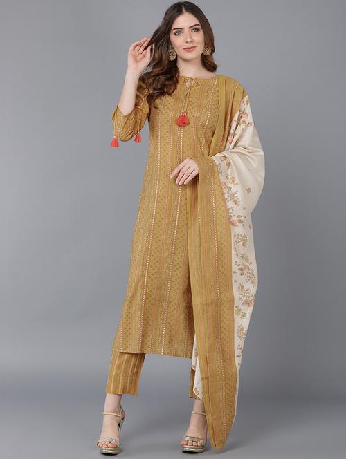 printed kurta pant set with dupatta - 19817386 - Very Small Image - 1