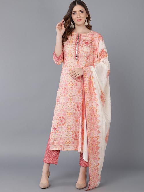 printed kurta pant set with dupatta - 19817390 - Very Small Image - 1