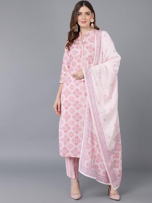 printed kurta pant set with dupatta - 19817392 - Very Small Image - 1