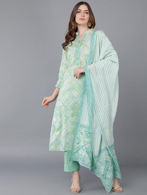 printed kurta pant set with dupatta - 19817404 - Very Small Image - 1