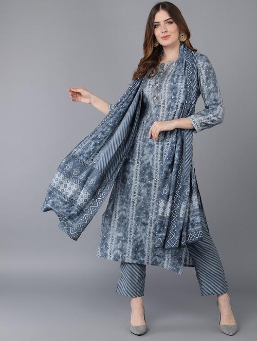 printed kurta palazzo set with dupatta - 19817426 - Very Small Image - 1