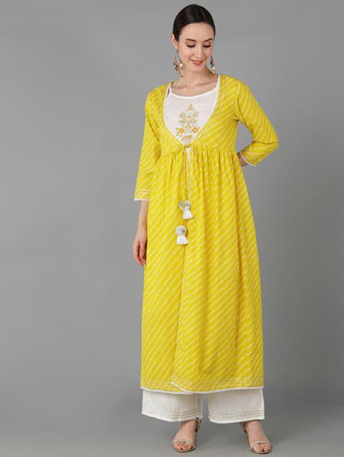 embroidered kurta palazzo set - 19817508 - Very Small Image - 1