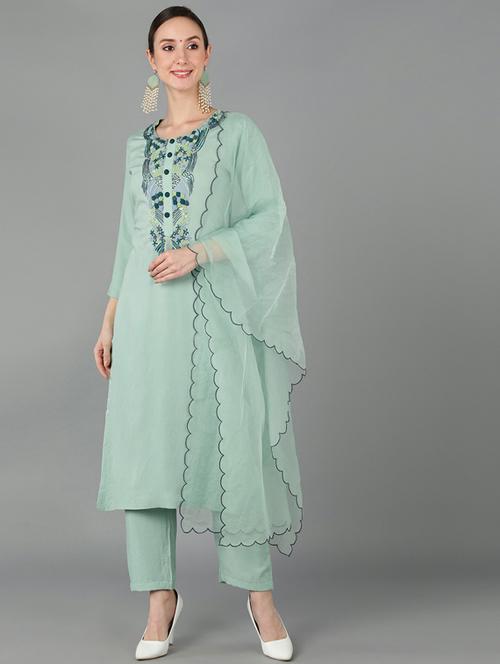 embroidery work suit set - 19817538 - Very Small Image - 1