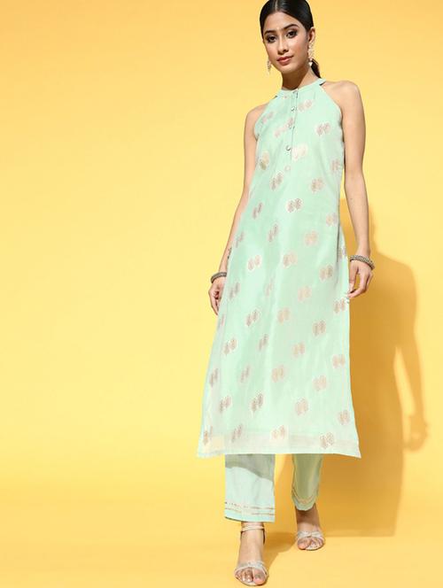 zari work kurta pant set - 19817551 - Very Small Image - 1