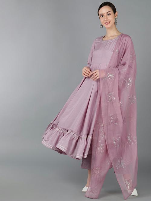 solid ruffled hem suit set - 19817597 - Very Small Image - 1