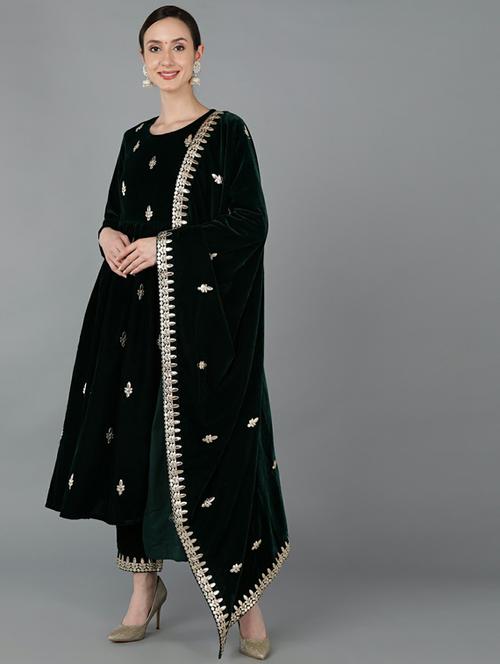 embroidery work suit set - 19817599 - Very Small Image - 1