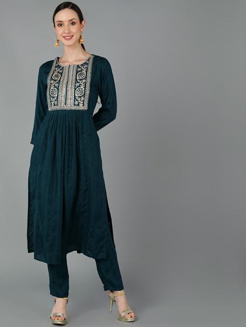 embroidered kurta pant set - 19817636 - Very Small Image - 1