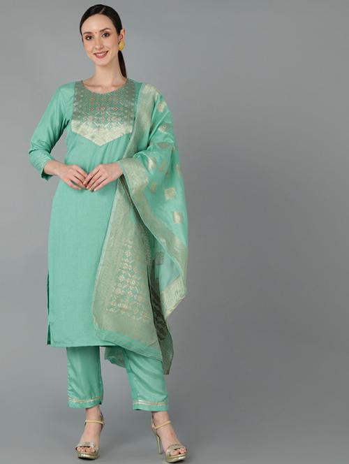 zari work suit set - 19817662 - Very Small Image - 1