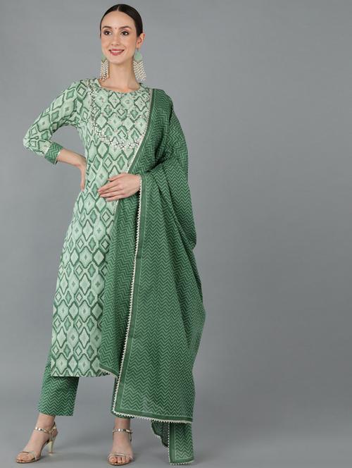 printed kurta pant set with dupatta - 19817722 - Very Small Image - 1