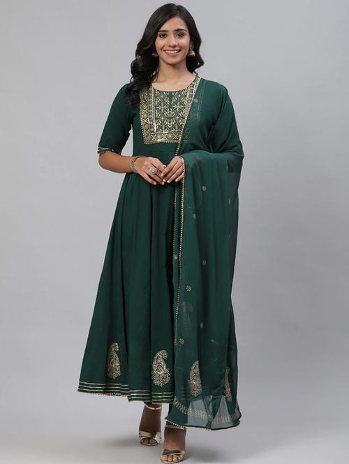 embroidered kurta pant set with dupatta - 19817730 - Very Small Image - 1