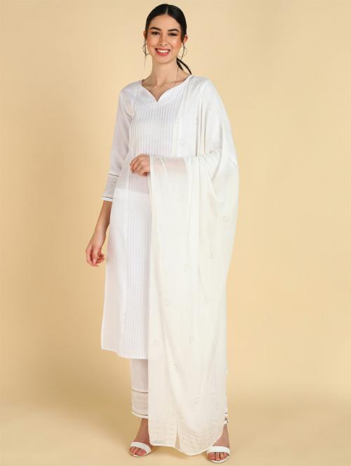 solid kurta pant set with dupatta - 19817732 - Very Small Image - 1