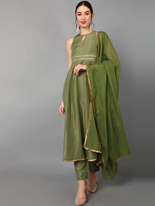 solid kurta pant set with dupatta - 19817751 - Very Small Image - 1