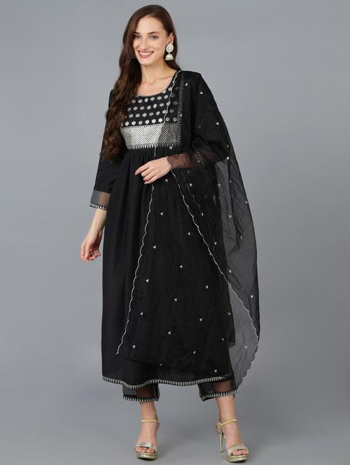 solid kurta palazzo set with dupatta - 19817804 - Very Small Image - 1