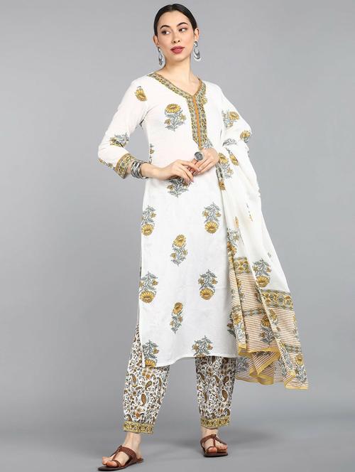 printed kurta salwar set with dupatta - 19817839 - Very Small Image - 1