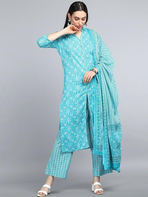 printed kurta palazzo set with dupatta - 19817862 - Very Small Image - 1