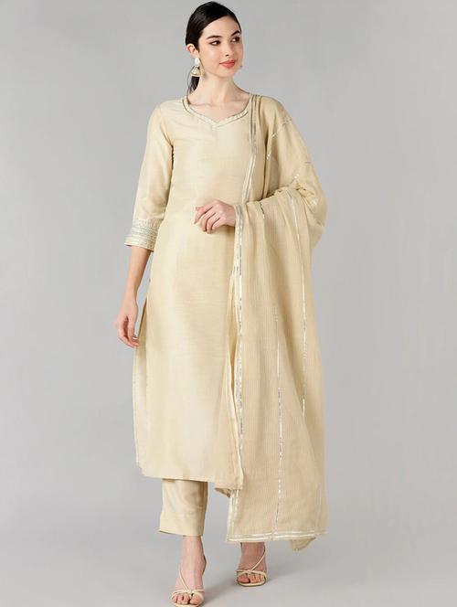 solid kurta palazzo set with dupatta - 19817866 - Very Small Image - 1