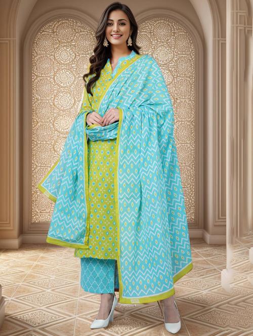 printed kurta palazzo set with dupatta - 19817905 - Very Small Image - 1
