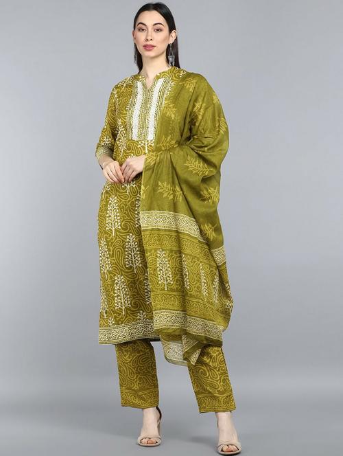 printed kurta pant set with dupatta - 19817958 - Very Small Image - 1