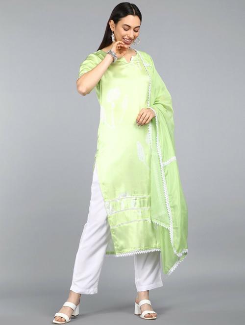 printed kurta palazzo set with dupatta - 19818026 - Very Small Image - 1