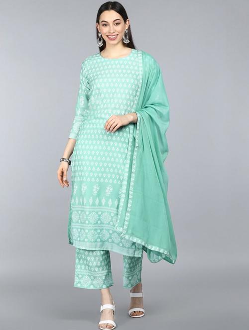 printed kurta palazzo set with dupatta - 19818054 - Very Small Image - 1